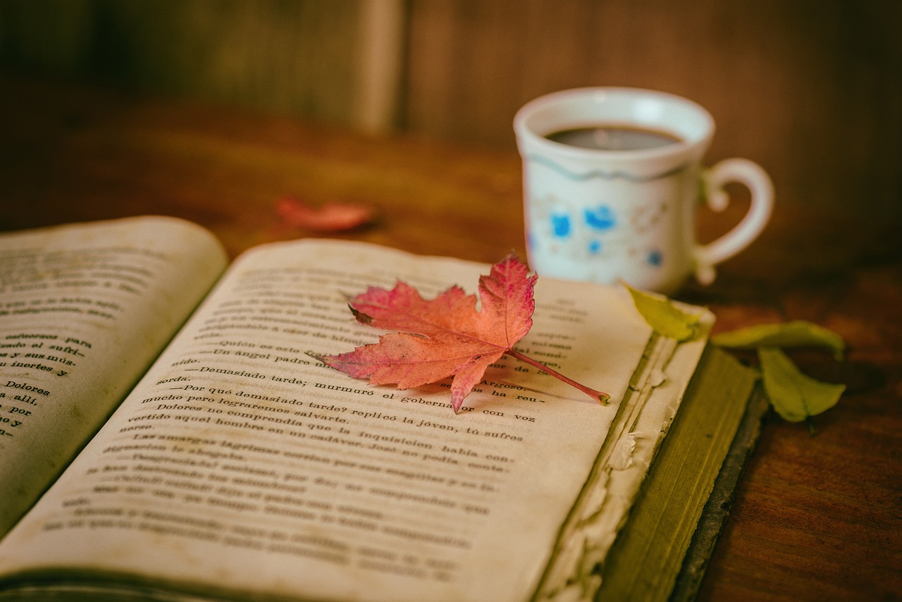 leaves, coffee cup, coffee