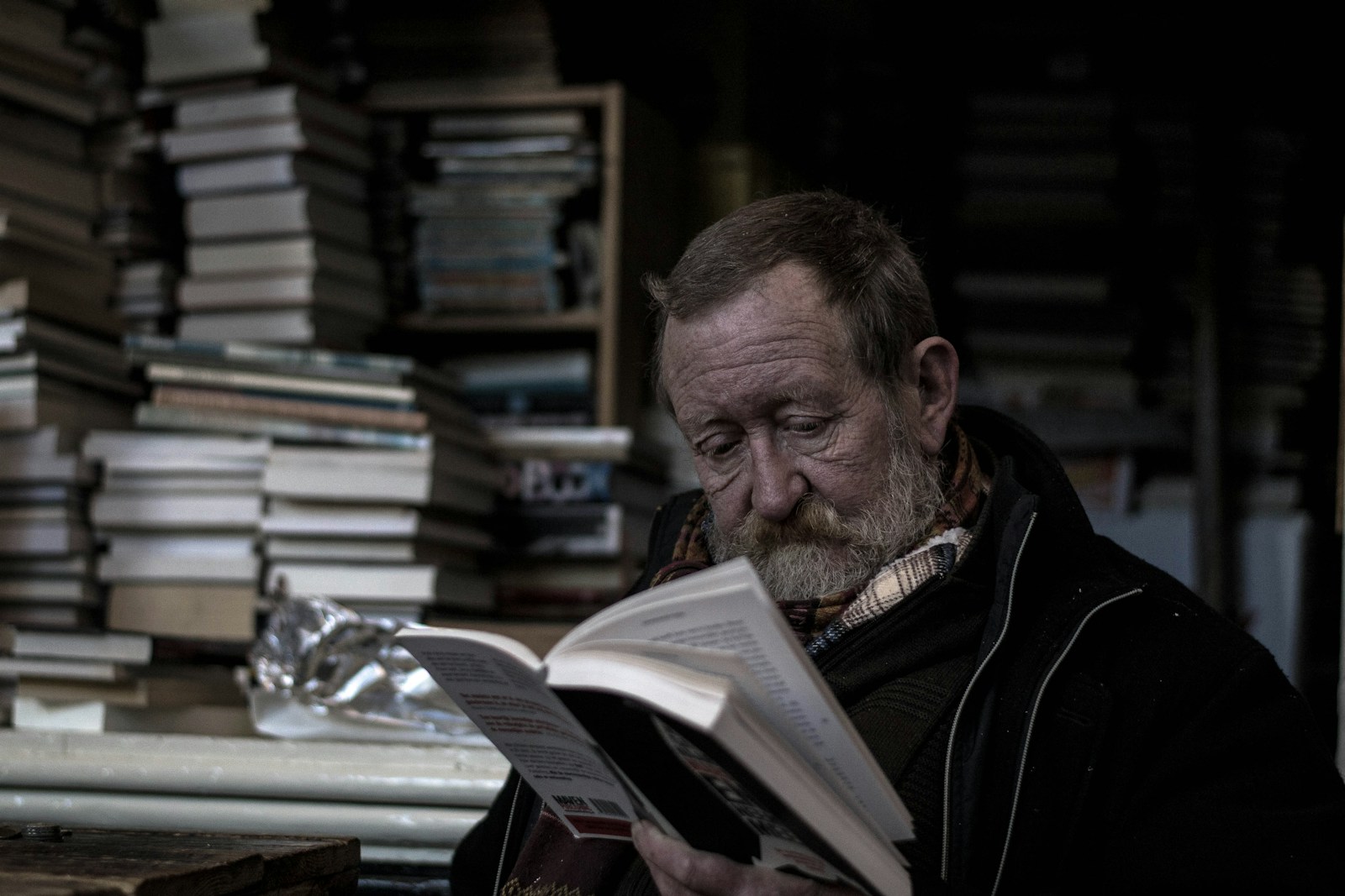 man reading a books